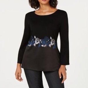 NWT ALFANI Crotchet Embroidery Top